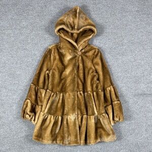 Jones New York Hooded Faux Fur Coat in Warm Brown